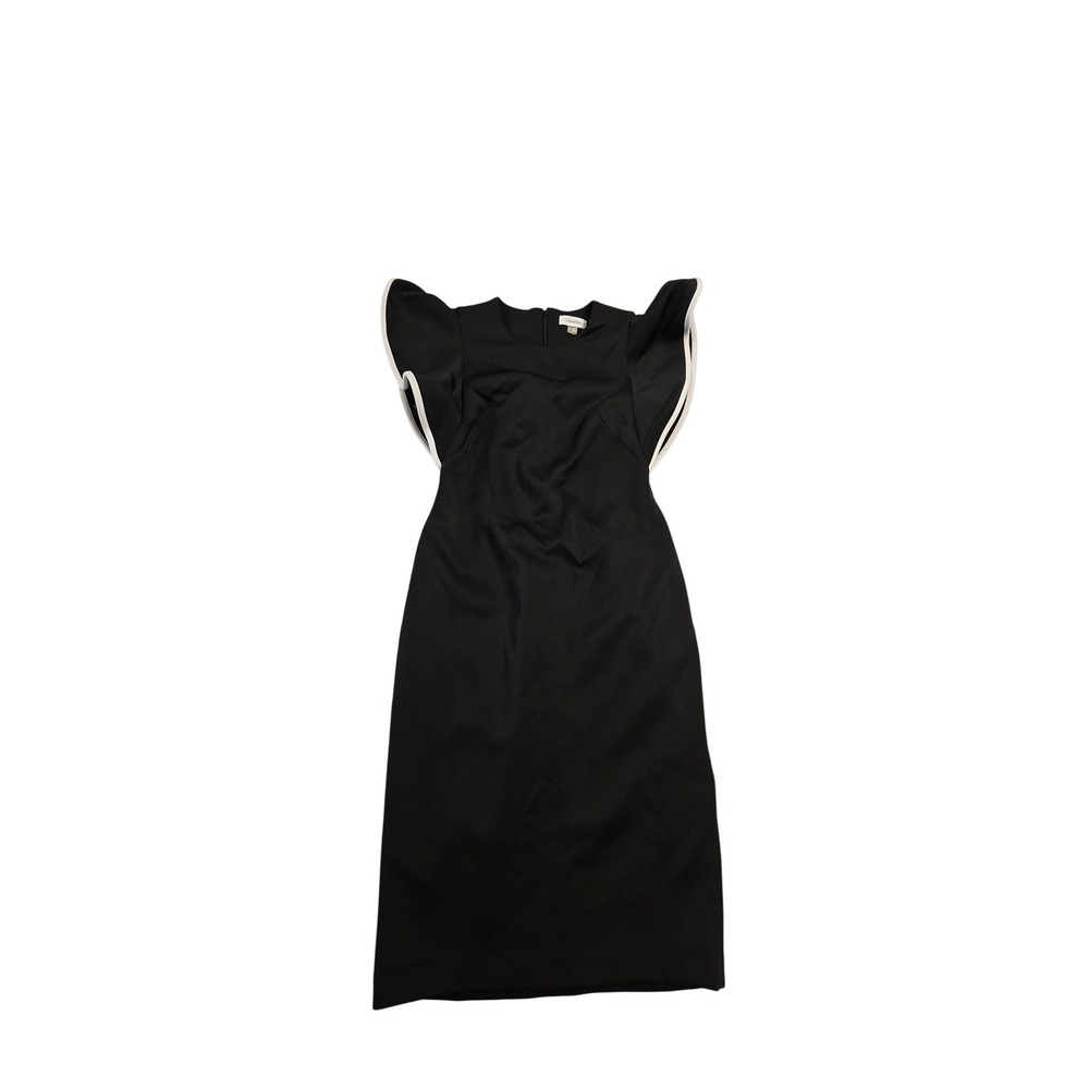 Calvin Klein Black Flutter Sleeve Sheath‎ Dress White Trim Size 4